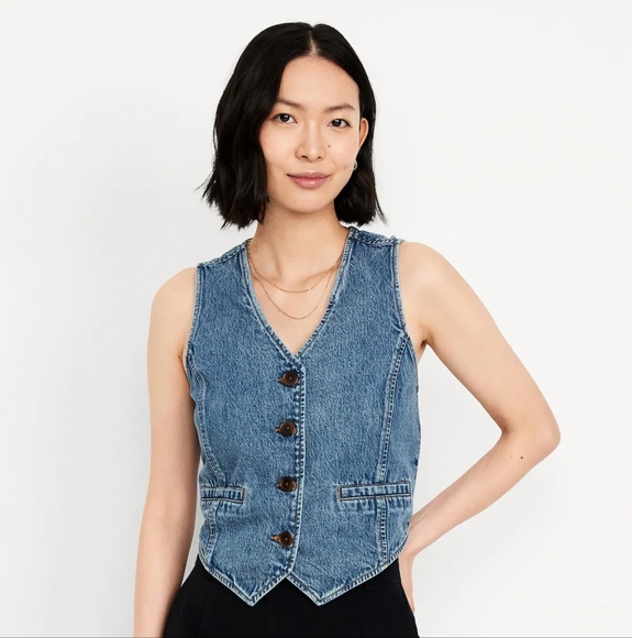 NEW Cropped Button Up Denim Vest 2X - Picture 8 of 8